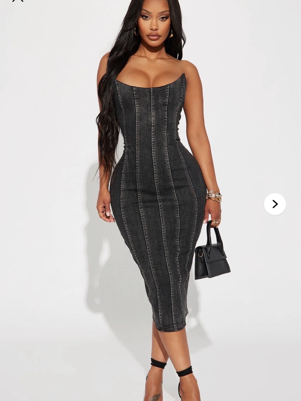 Fashion Nova Hottie Denim Midi Dress